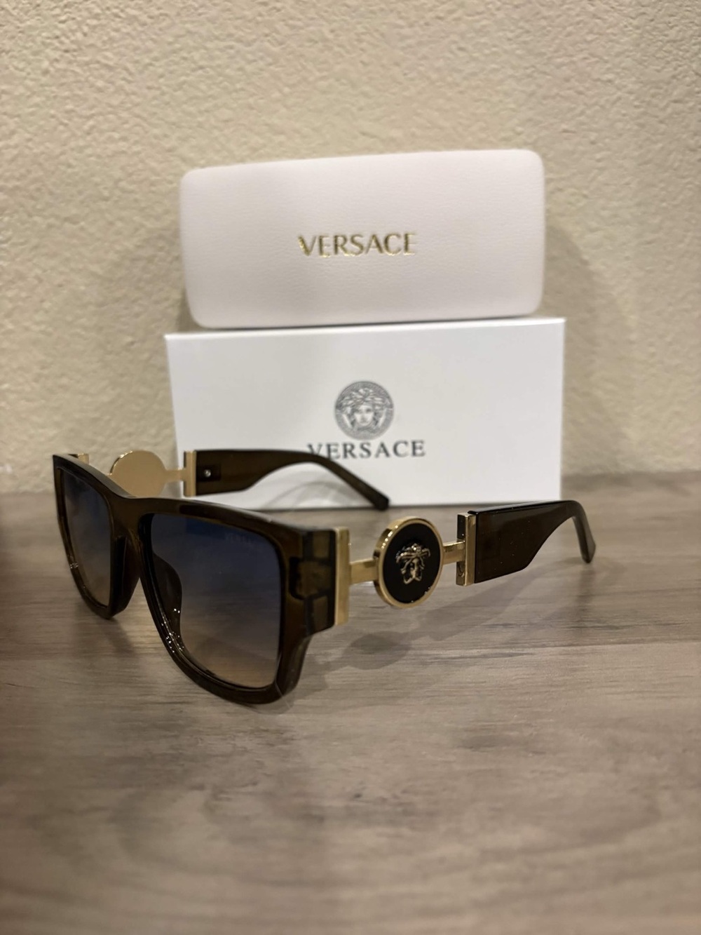 Versace Brown and Gold Medallion Men’s Sunglasses